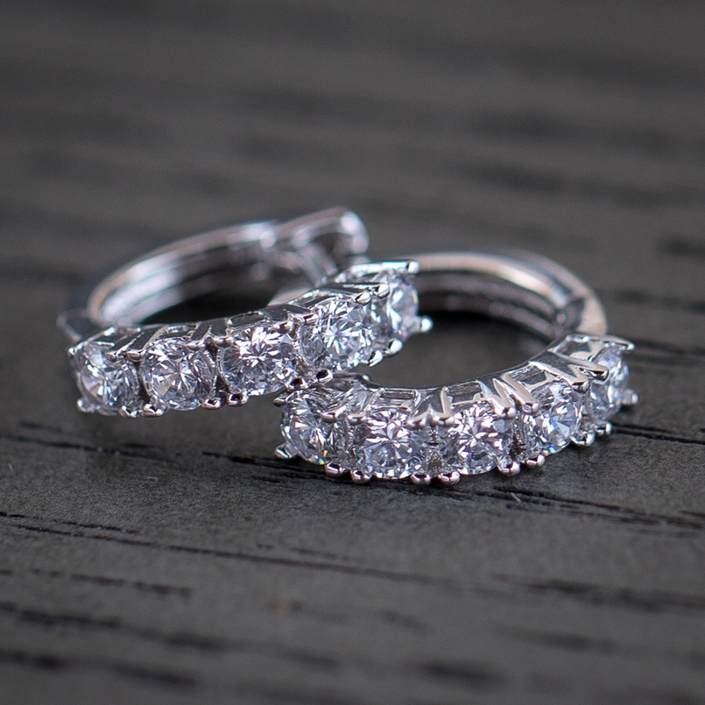 Small White Gold Diamond Hoop Earrings